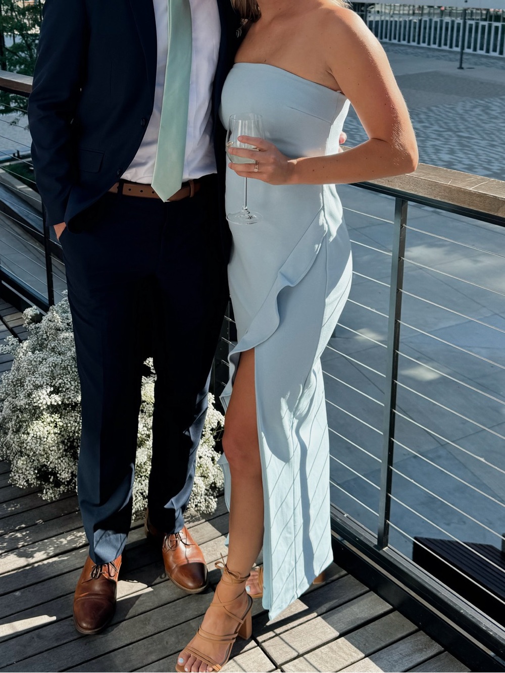 Lulu's Pale Blue Strapless Dress with Back Zipper